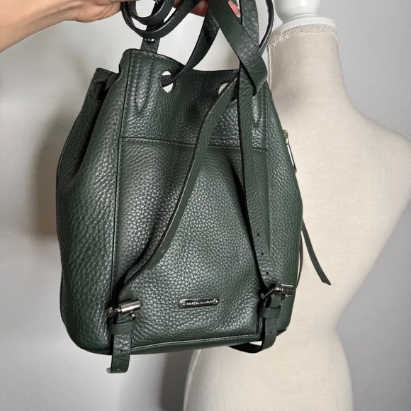 Rebecca Minkoff Blythe Studded Leather Green Backpack Silver Hardware - Picture 4 of 9